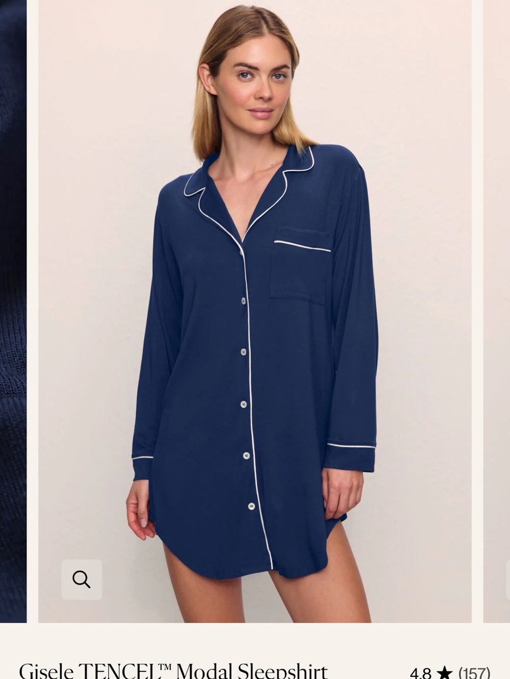 Eberjey Gisele Tencel modal sleep shirt Small navy